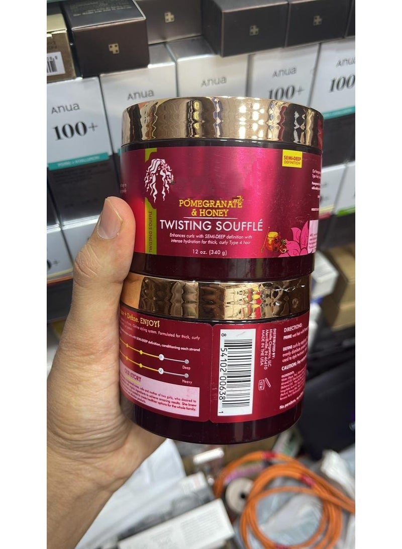 Pomegranate & Honey Twist Hair Soufflé Cream for Curly and Tender Hair Type 4 (340g), White